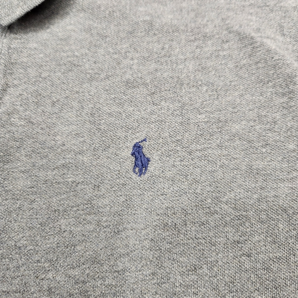 Polo Ralph Lauren Polo Shirt Mens Large Collared Rib Knit Embroidered Logo Gray - Picture 2 of 6